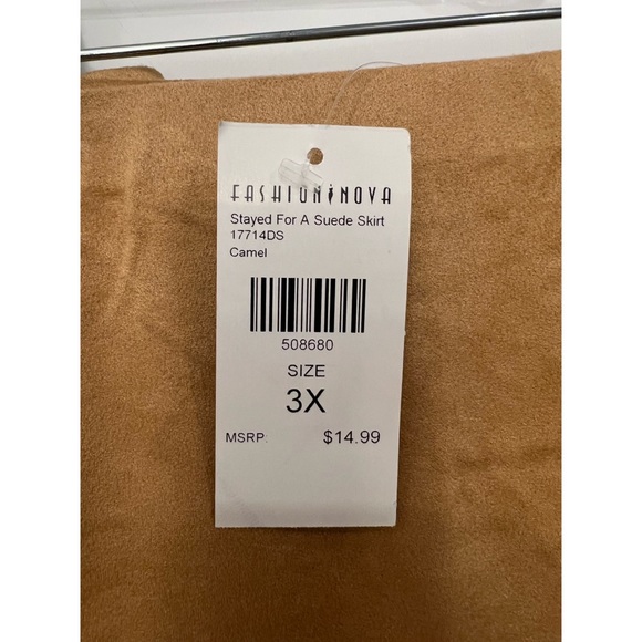 Fashion Nova Stayed For A Suede Skirt - Camel- Sz 3x - Picture 9 of 9